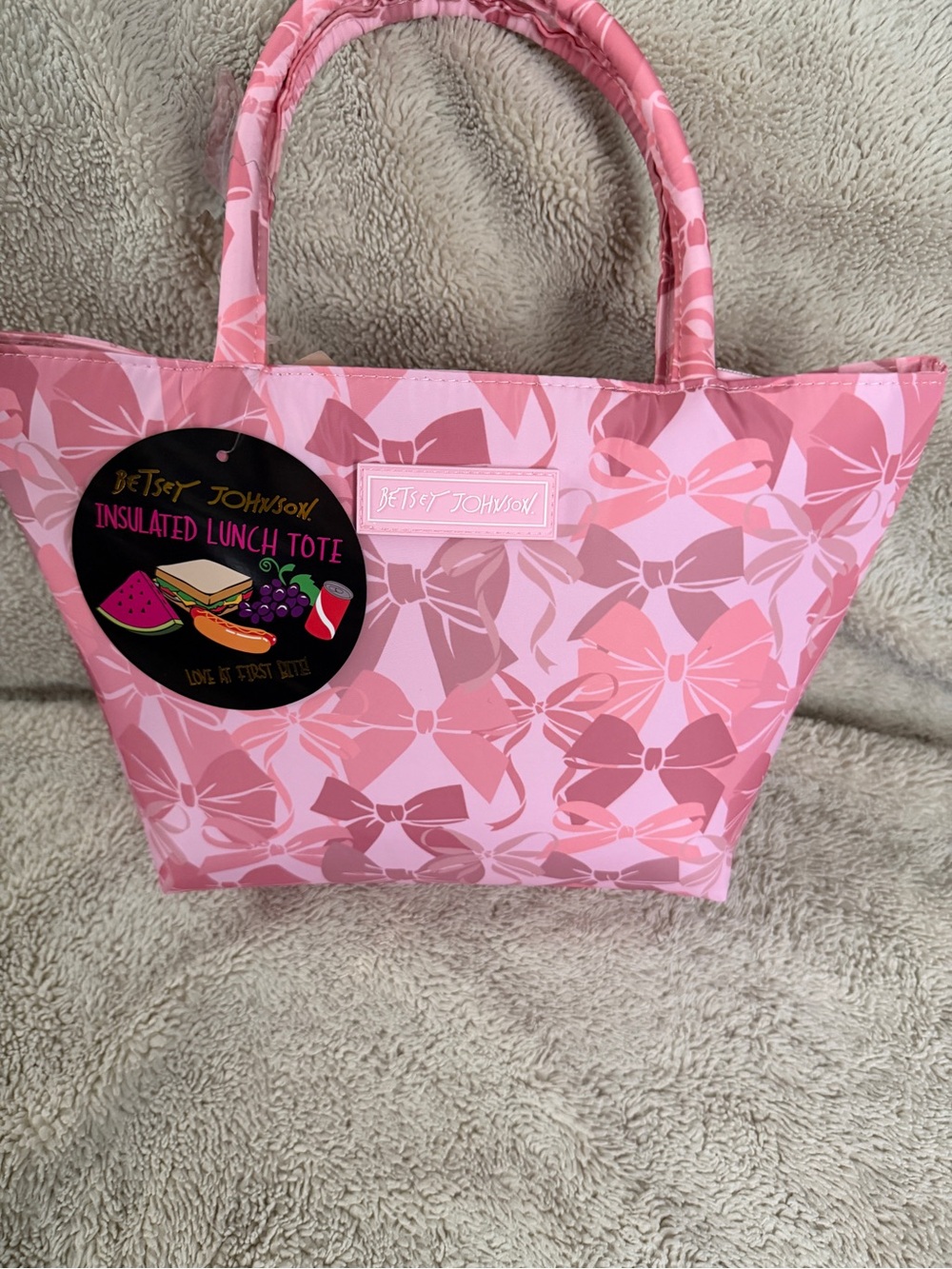 Betsey Johnson Pink Bow Print Tote Bag